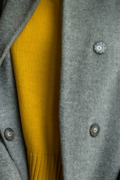 istock Minimalist autumn wardrobe in gray and yellow 1181056681
