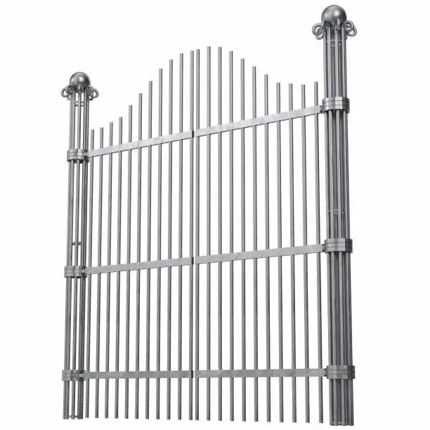 3D rendering illustration of a large iron gate