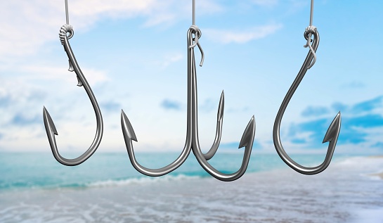 Fishing hooks in different angels