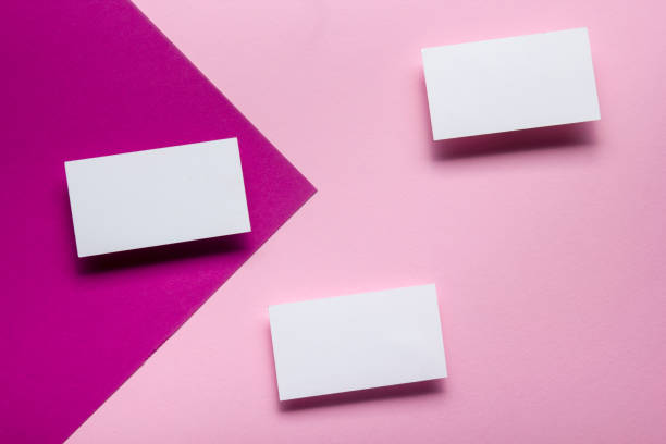 istock Business cards blank. Mockup on color background. Flat Lay. copy space for text 1181063366