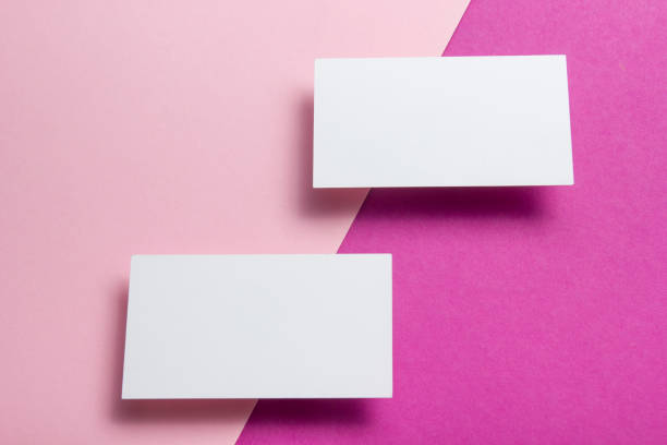 istock Business cards blank. Mockup on color background. Flat Lay. copy space for text 1181063404