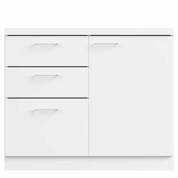 3D rendering illustration of an office chest of drawers
