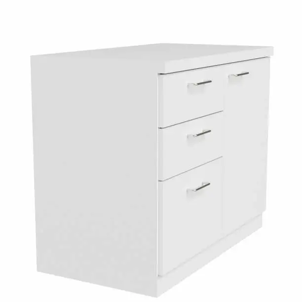 3D rendering illustration of an office chest of drawers