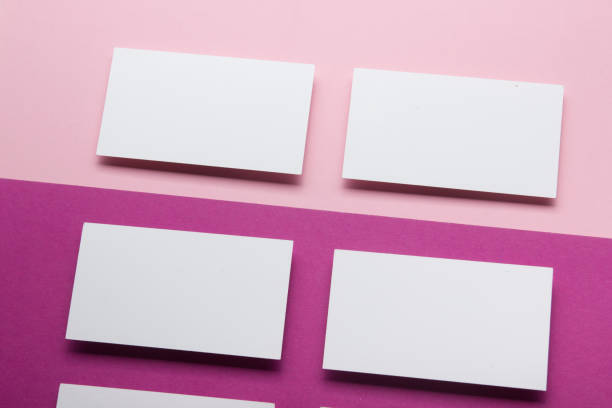 istock Business cards blank. Mockup on color background. Flat Lay. copy space for text 1181063470