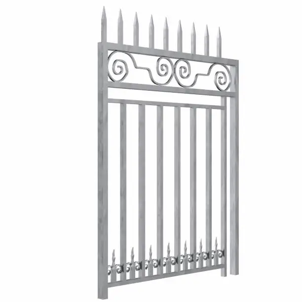 3D rendering illustration of a small iron gate