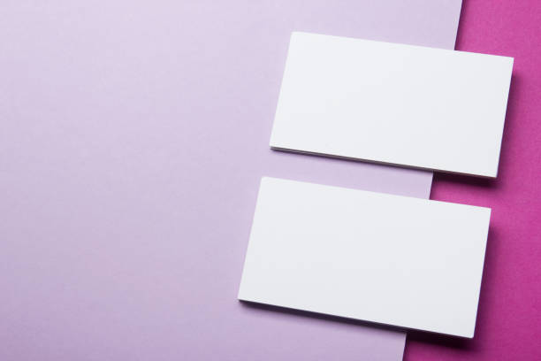 istock Business cards blank. Mockup on color background. Flat Lay. copy space for text 1181064740