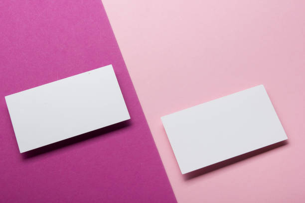 istock Business cards blank. Mockup on color background. Flat Lay. copy space for text 1181064820