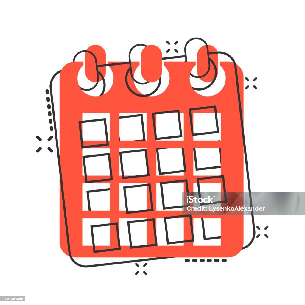 Calendar Agenda Icon In Comic Style Planner Vector Cartoon Illustration  Pictogram Calendar Business Concept Splash Effect Stock Illustration -  Download Image Now - iStock