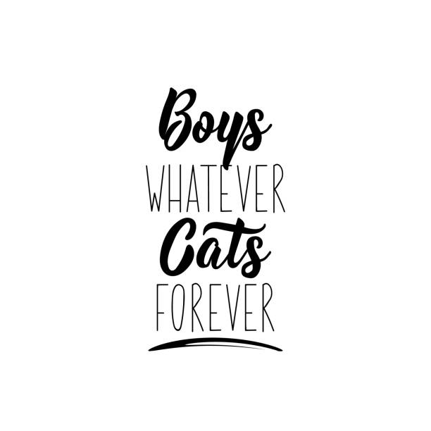istock Boys whatever cats forever. Vector illustration. Funny lettering. Ink illustration. Modern brush calligraphy. 1181069610