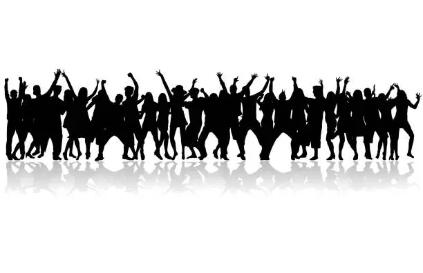 Vector illustration of Dancing people silhouettes. Vector work.