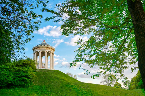 Munich, Germany - May 13, 2019 - The Monopteros in the Englischer Garten in Munich, Bavaria, Germany.