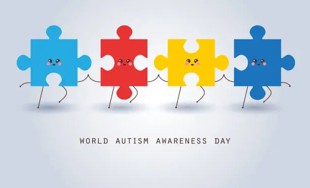 Vector illustration of World autism awareness day. Colorful puzzle vector design sign. Symbol of autism. Medical flat illustration. Health care