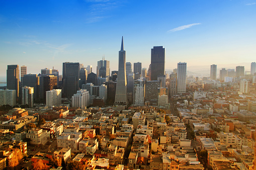 View of downtown San Francisco on sunset, California