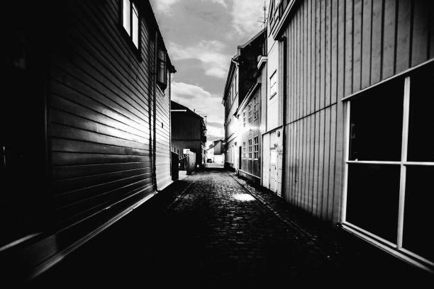 street, building, architecture, night, defocused, bokeh, black and white