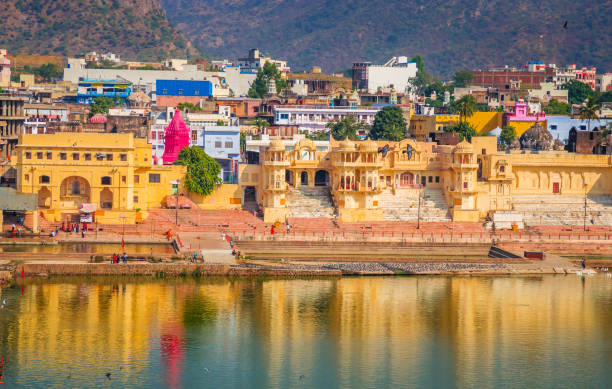 istock Panoramic view on Holy Lake and city Pushkar, Rajasthan, India. 1181086447