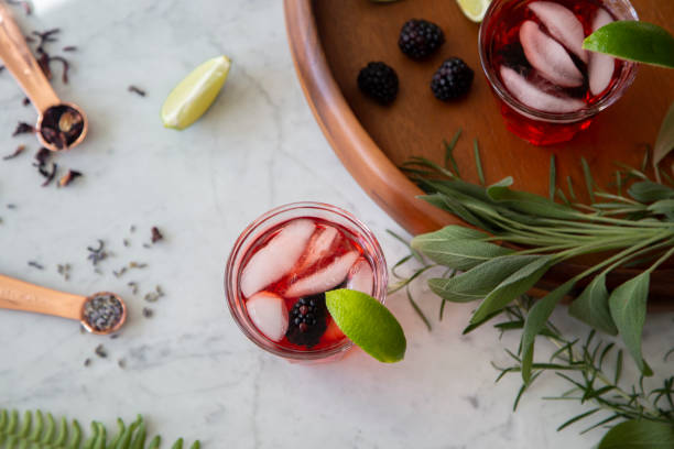 istock Pink Cocktail on Marble Background 1181088568
