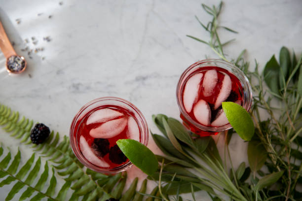 istock Pink Cocktail on Marble Background 1181088579