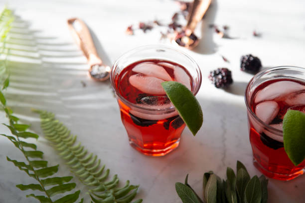 istock Pink Cocktail on Marble Background 1181088596