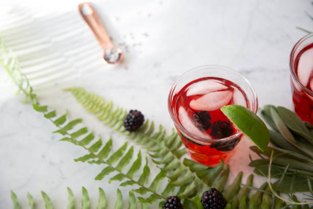 istock Pink Cocktail on Marble Background 1181088603