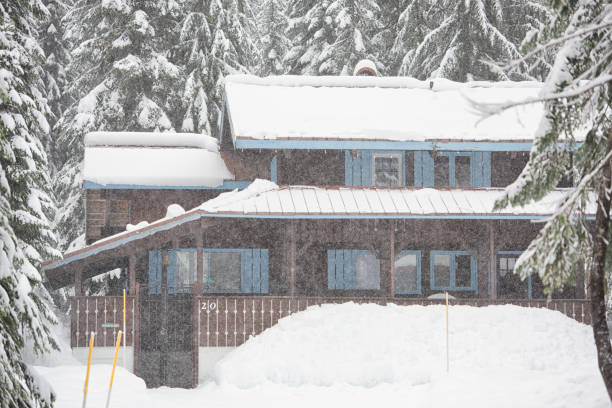 Snoqualmie Pass Washington - December 13th, 2015 : The snow storm over the Alpental residence at the Summit Ski Area, Snoqualmie Pass Washington.