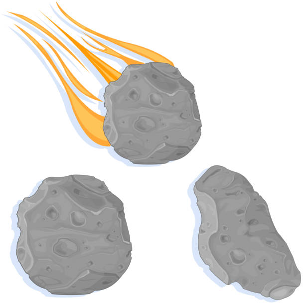 Asteroids and Meteors A set of vector illustrations of asteroids and meteorites. clip art of a meteoroids stock illustrations