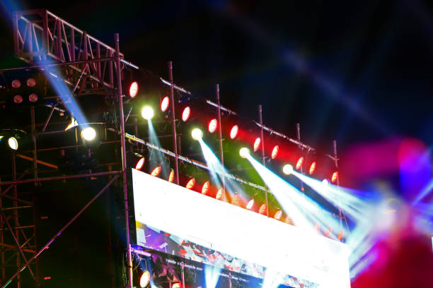 istock Stage lighting effect in the dark, close-up pictures 1181106130
