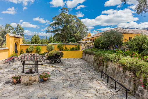 Paipa , Colombia  - February 14, 2017 : Hacienda Del Salitre hotel of Paipa Boyaca in Colombia South America