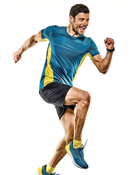 istock mature man running runner jogging jogger isolated white background 1181107137