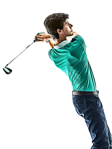 istock Man Golf golfer golfing isolated  white background 1181107342