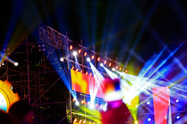 istock Stage lighting effect in the dark, close-up pictures 1181111888