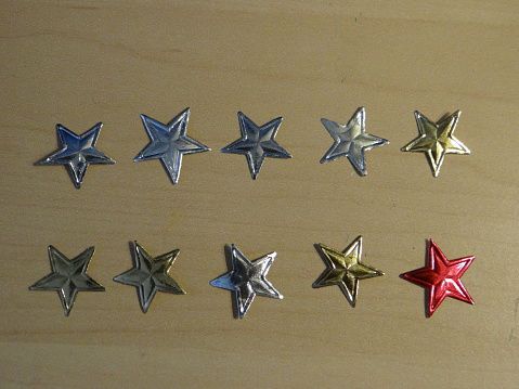 Metallic star stickers