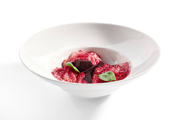 istock Baked beet and goat cheese espuma appetizer 1181119210