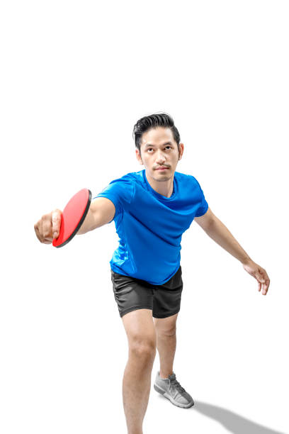 istock Asian table tennis player swings the racket posing 1181124922