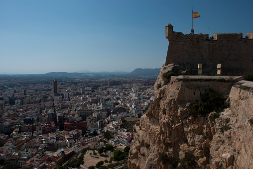 View over Alicante city and its famous Castle on a mountain - Costa Blanca