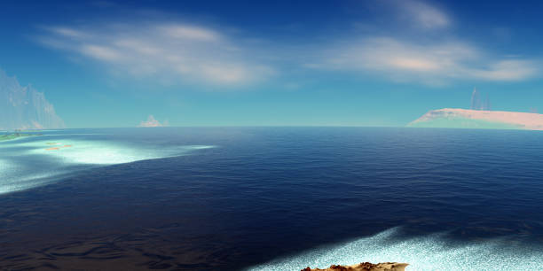 istock Alien Planet. Mountain and lake. 3D rendering 1181135326