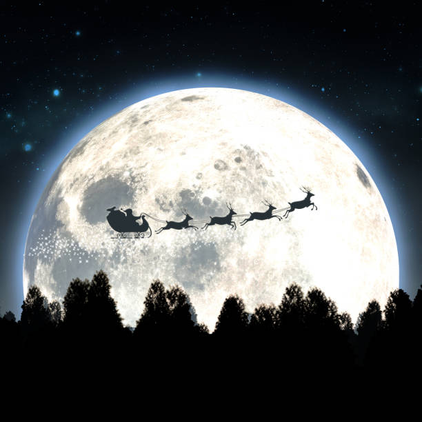 istock Moon And Santas Sleigh Silhouette 1181136215