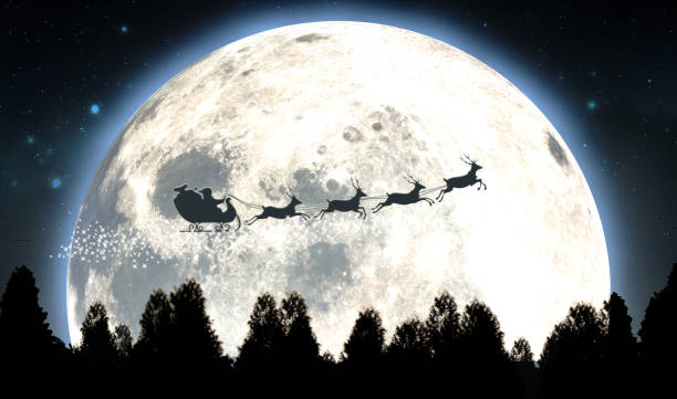 istock Moon And Santas Sleigh Silhouette 1181136246