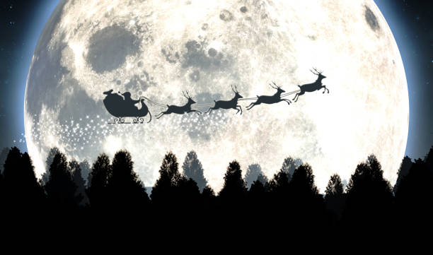 istock Moon And Santas Sleigh Silhouette 1181136261