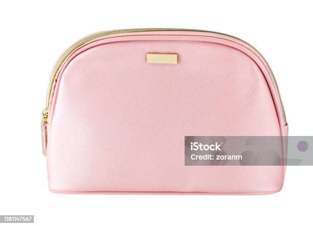 Blank Pale Pink Beautician For Cosmetics Stock Photo - Download Image Now - Make-Up Bag, Bag, Change Purse
