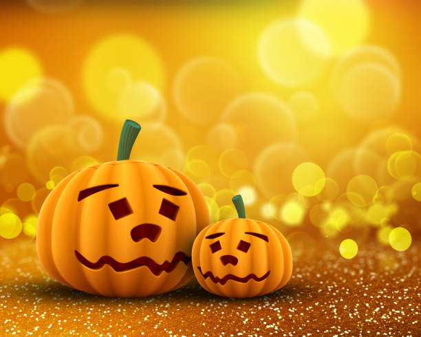 istock 3D cute pumpkins on a glittery bokeh lights background 1181147613
