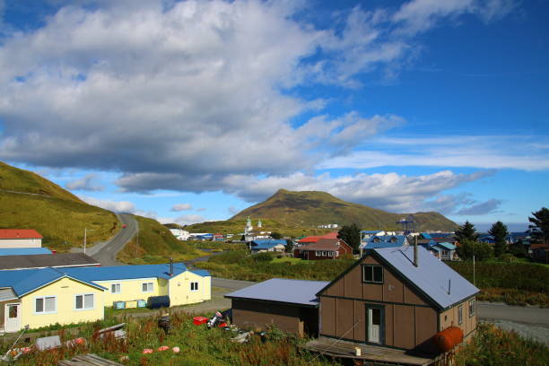 Unalaska Island, Aleutian Islands, Alaska, United States: - In the background the Church of the Holy Ascension