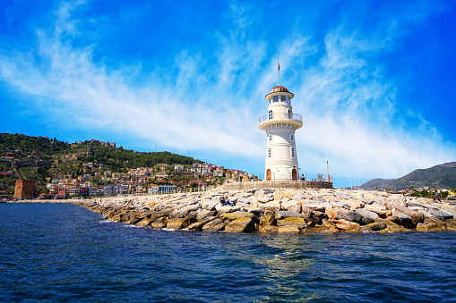 Chania, Crete, Greece - September 27, 2023: A picture of the Lighthouse of Chania.