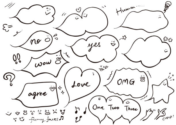 Speech bubble with various expressions Black and white vector one point Speech bubble with various expressions vector one point.
Web, POP etc. drawing of the how to draw a crying face stock illustrations