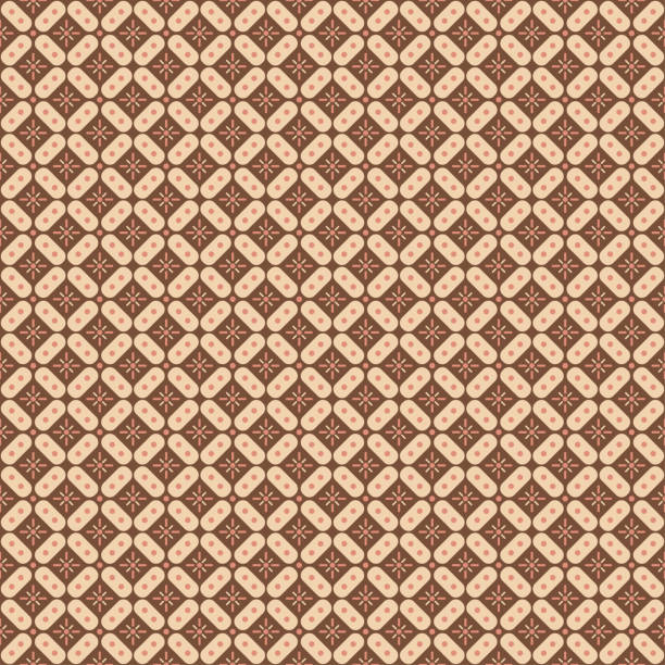 istock Indonesian batik seamless pattern with various motif javanese traditional culture, batik kawung in brown colorway, can applied to whole cloth 1181156887