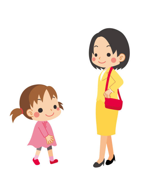 ilustrações de stock, clip art, desenhos animados e ícones de little girl and young woman - pigtails ethnic little girls teenage girls
