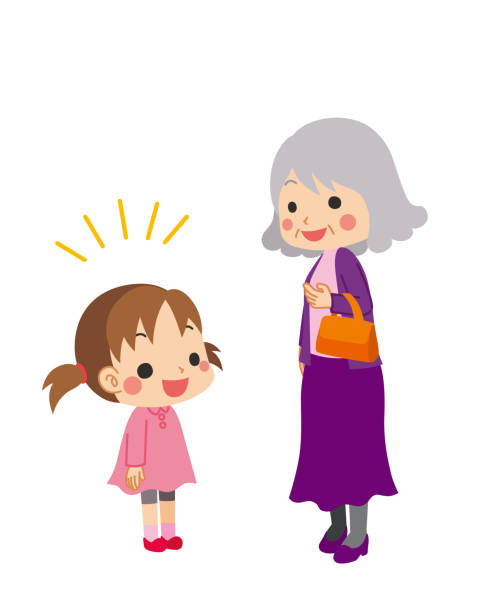 ilustrações de stock, clip art, desenhos animados e ícones de little girl and old woman - pigtails ethnic little girls teenage girls