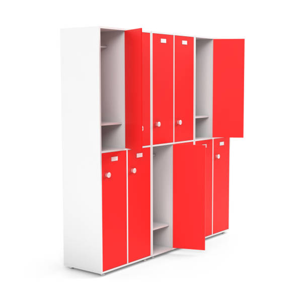 istock Red lockers. Two row section of lockers for schoool or gym 1181163443