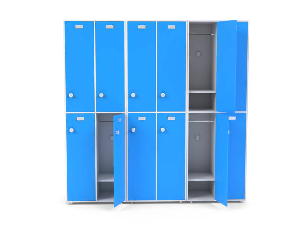 istock Blue lockers. Two row section of lockers for schoool or gym 1181163448