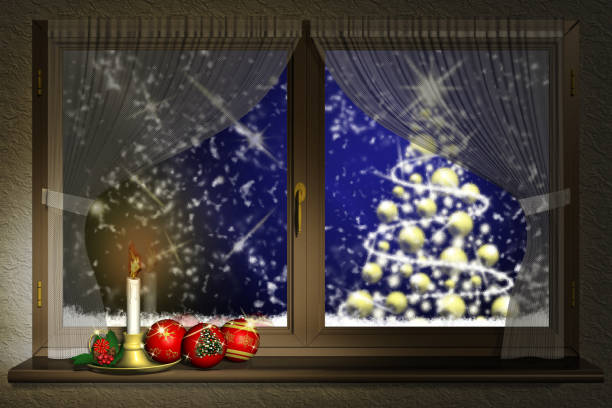 istock Christmas window decoration - 3D illustration 1181166554