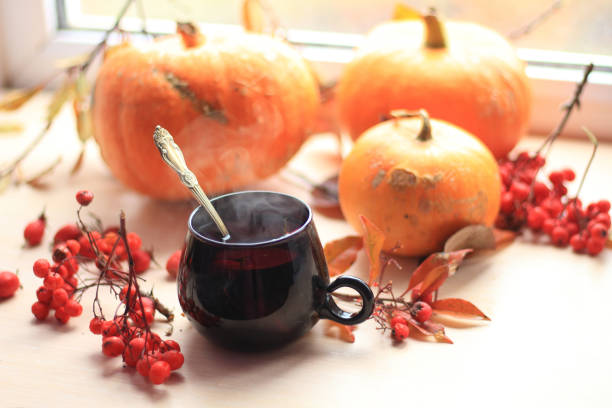 istock still life with a tea Cup pumpkin and rowanberry 1181169527